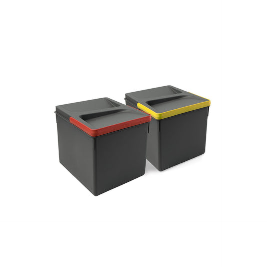 Recipientes para gavetas de cozinha reciclados, Altura 216, 2x12, Plástico cinza antracite Emuca