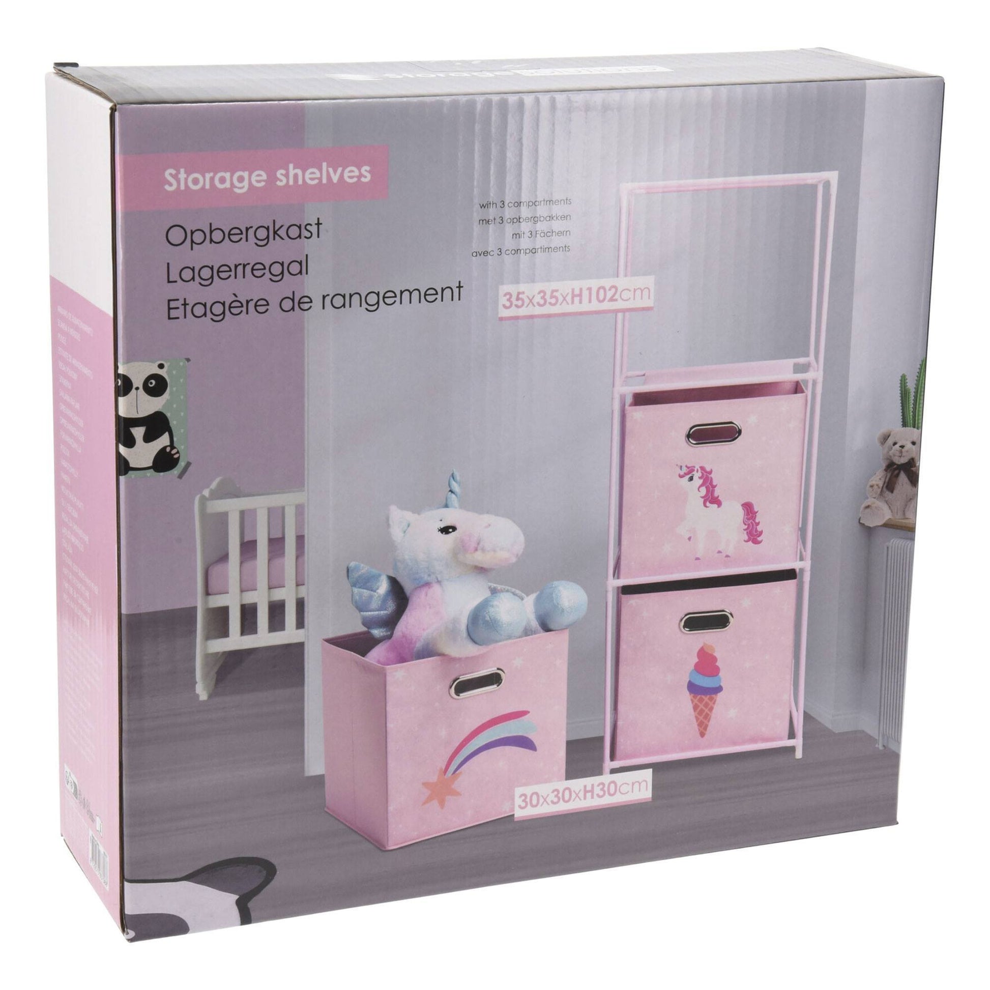 Well Home Estanteria Cajonera De 3 Estantes En Metal Color Rosa H.102cm_2