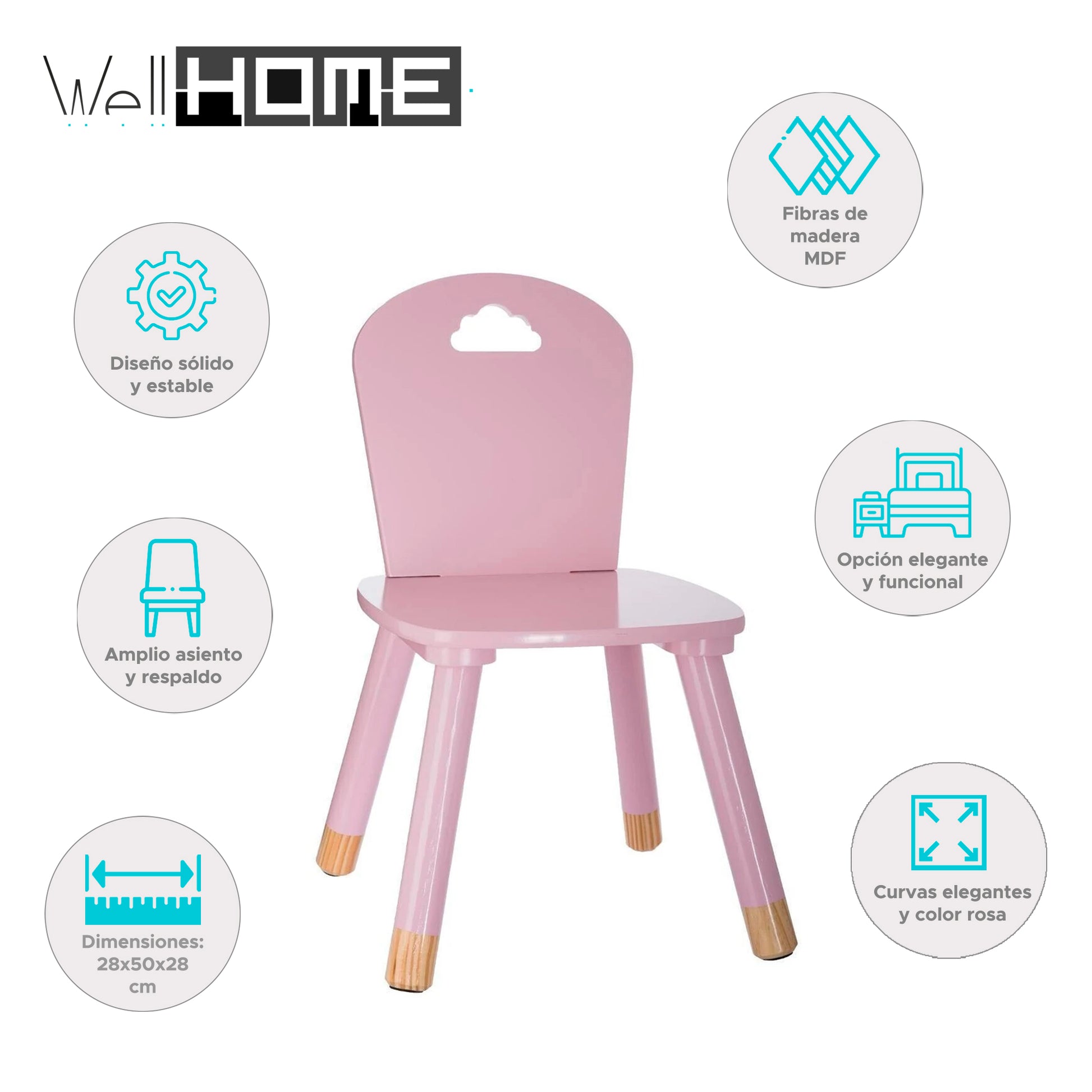Wellhome Silla Para Niños Rosa_1