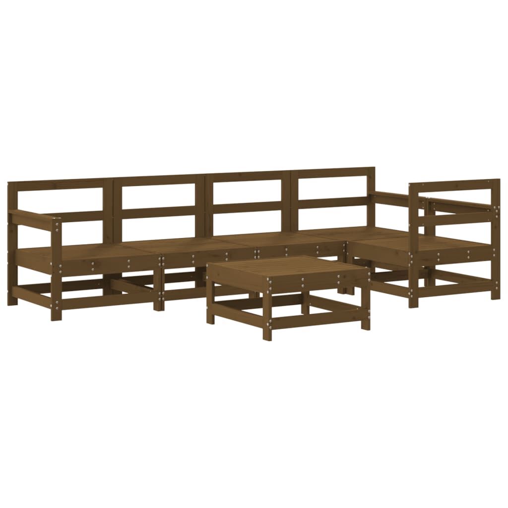 Vidaxl Juego Muebles De Jardín 6 Piezas Madera Maciza Pino Marrón Miel_0