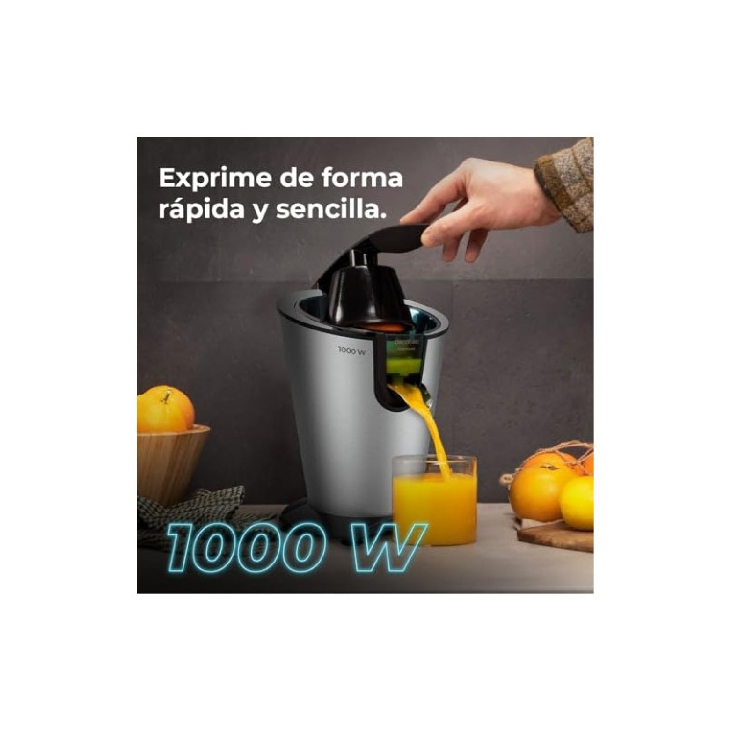 Cecotec Exprimidor Eléctrico De Brazo Para Naranjas Essentialvita Powerfresh 1000 Inox. 1000w, Filtro Inoxidable, Conos Desmonta_3