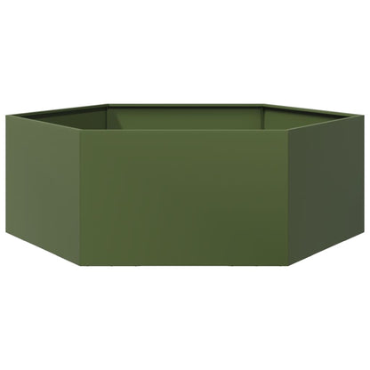 Jardinera Hexagonal De Acero Verde Oliva 138x120x45 Cm_0