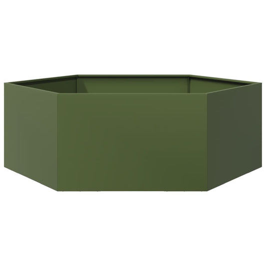 Jardinera Hexagonal De Acero Verde Oliva 138x120x45 Cm_0