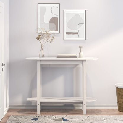 Mesa Consola De Madera Maciza De Pino Blanco 110x40x80 Cm_1