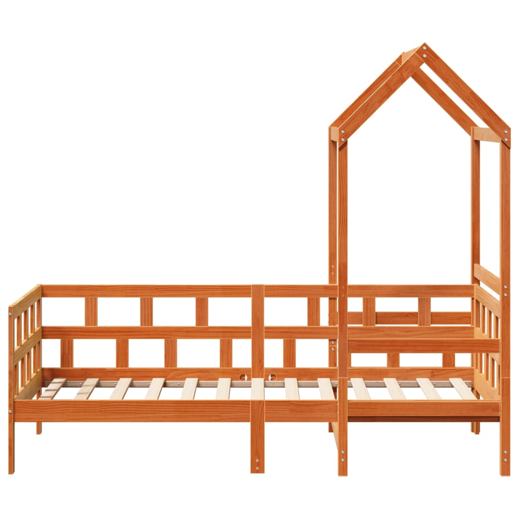 Sofá Cama Con Techo Madera Maciza Pino Marrón Cera 90x200 Cm_3