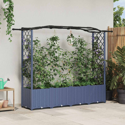 Cama Elevada Con Trellis Y Techo Gris 204 X 40 X 138 Cm Pp_1