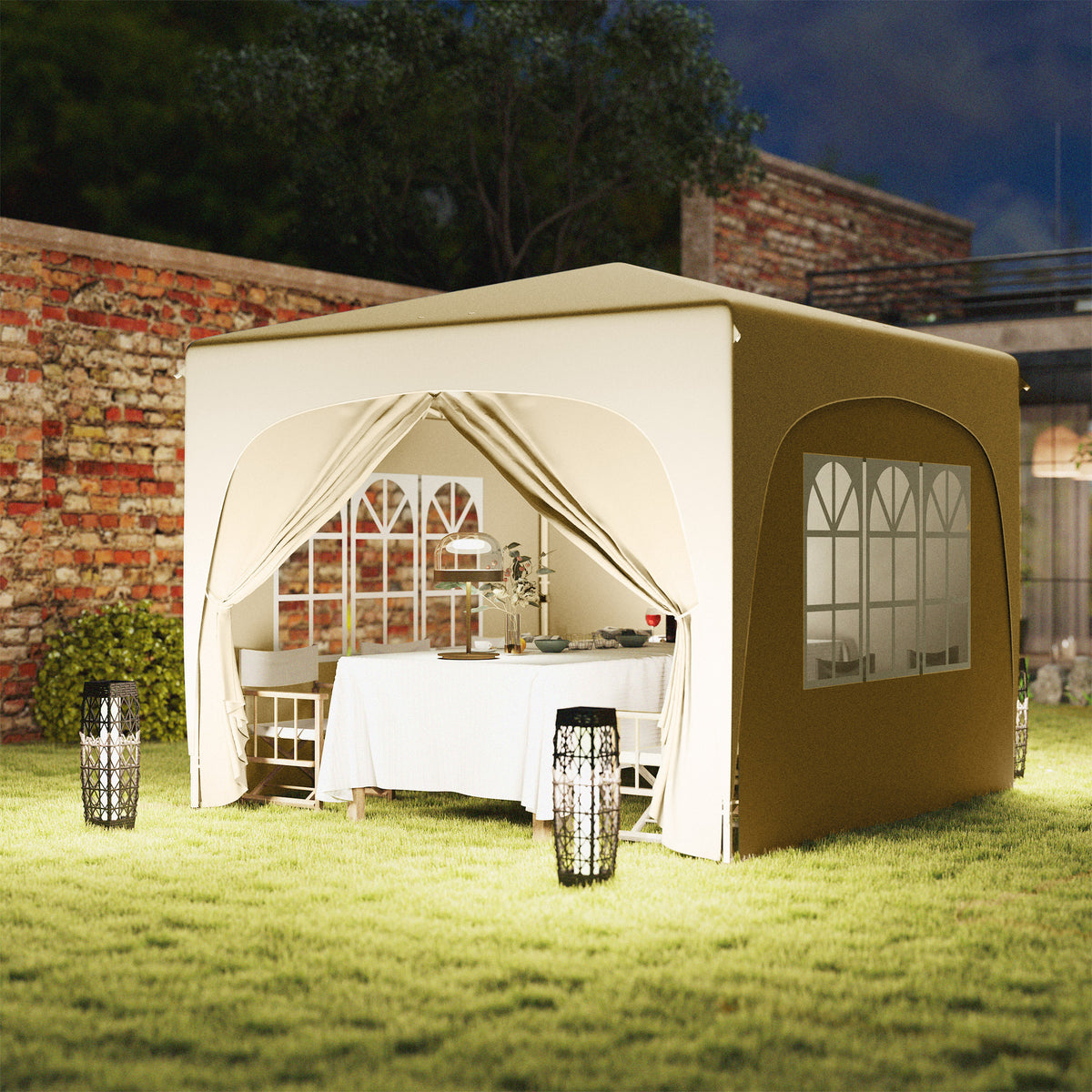 Carpa Plegable Outsunny Metal, Tela Oxford Arena 300x300x273 Cm_3