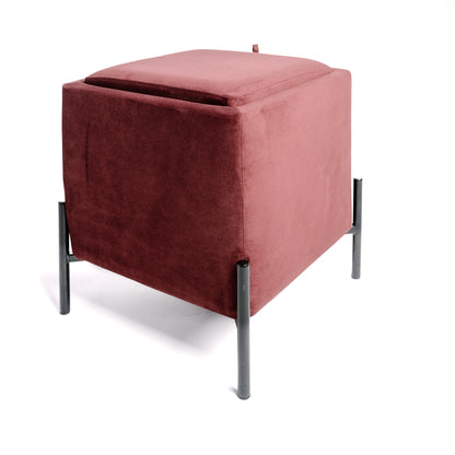 Sofá Final, Puf Taburete Cofre De Almacenamiento, Reposapiés, Convertible A Burdeos Bodega Mesa Auxiliar 43x43x45cm- Muebles De Sala_1