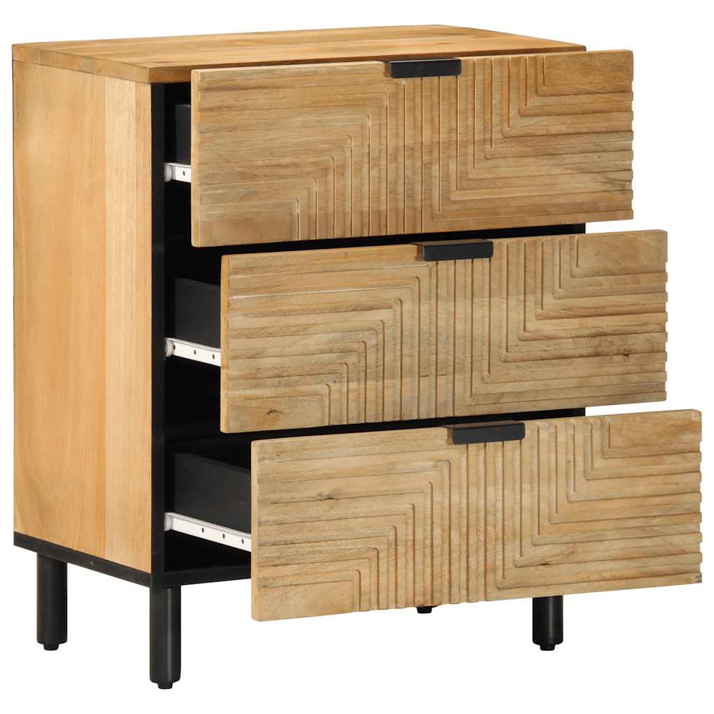 Mesita De Noche Madera Maciza De Mango 50x33x60 Cm Marrón_0