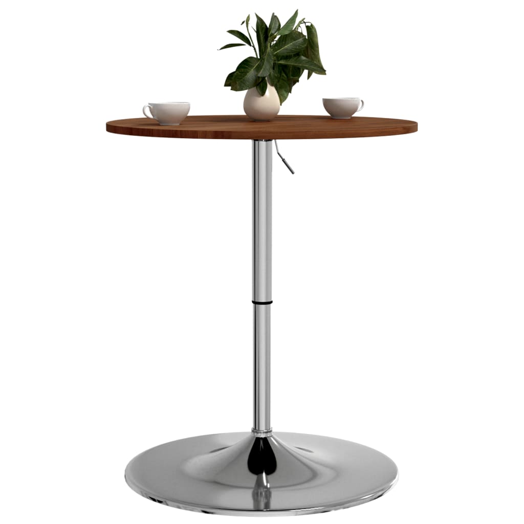 Mesa Alta De Madera Maciza Roble Marrón Oscuro Ø60x89,5 Cm_2