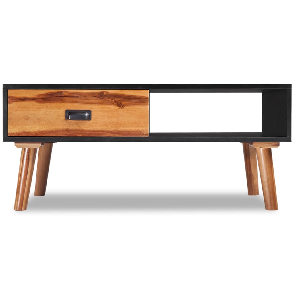 Mesa De Centro De Madera De Acacia Maciza 90x50x40 Cm_0