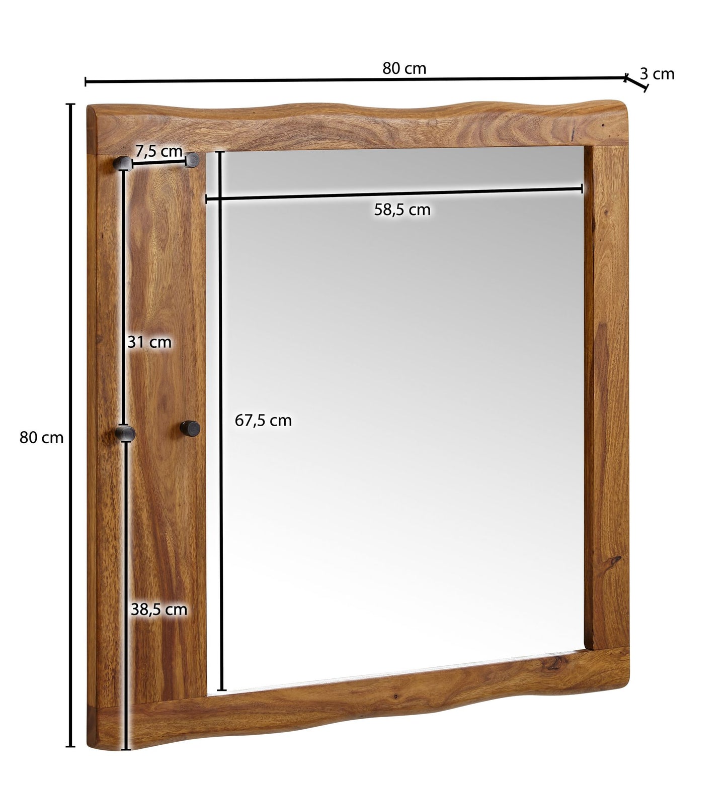 Espejo Pasillo Madera Maciza De Sheesham 80x80x3 Cm_3