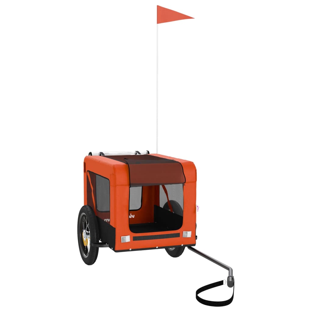 Remolque De Bicicleta Mascotas Hierro Tela Oxford Naranja Negro_2