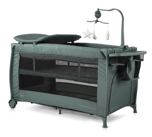 Cuna De Viaje Doble Altura Con Cambiador Y Carrusel Bella Pastel Green_0