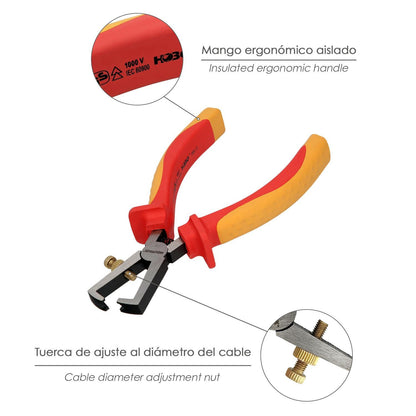 Alicates Pelacables 150 Mm. Mangos Aislados Acero Cromo Vanadio Pelacables, Corta Cables, Pelador Cables