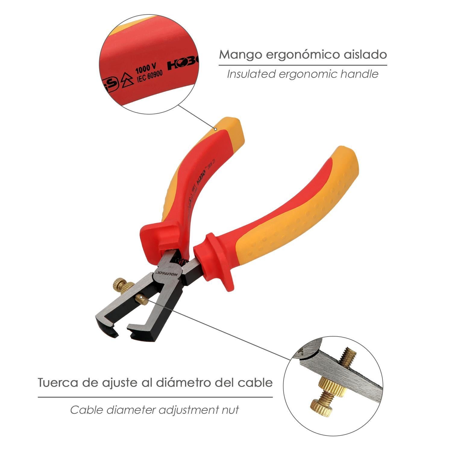 Alicates Pelacables 150 Mm. Mangos Aislados Acero Cromo Vanadio Pelacables, Corta Cables, Pelador Cables_3