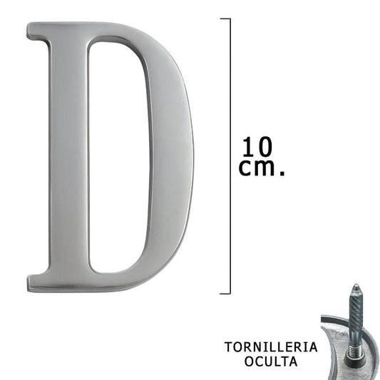 Letra Metal D Plateada Mate 10 Cm. Con Tornilleria Oculta (blister 1 Pieza)_0