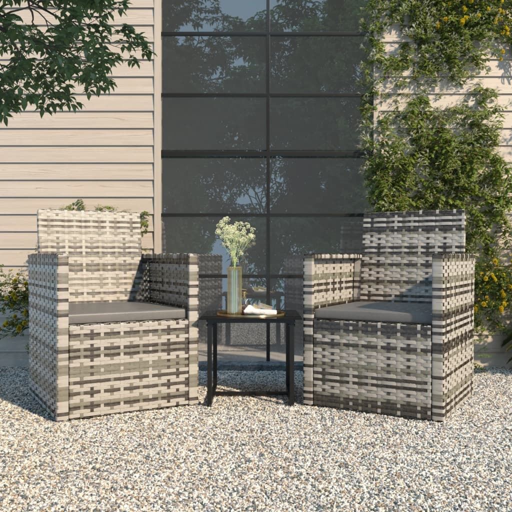 Vidaxl Muebles De Jardín Con Cojines 3 Piezas Ratán Sintético Gris_1
