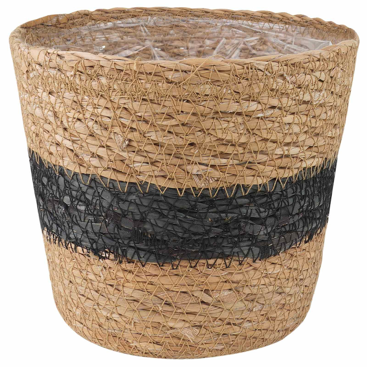Plant Pot 3 Uds. Natural Y Negro Ø26 X 19 Cm 100% Hierba Marina_2