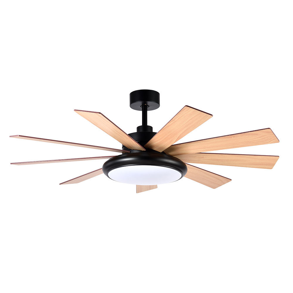 Ventilador Dc Pireo 36w Negro 9 Aspas Roble/haya 6 Vel 3000k, 4500k, 6000k 3800lm 132d C/remoto, Memoria Y Temporizador_1