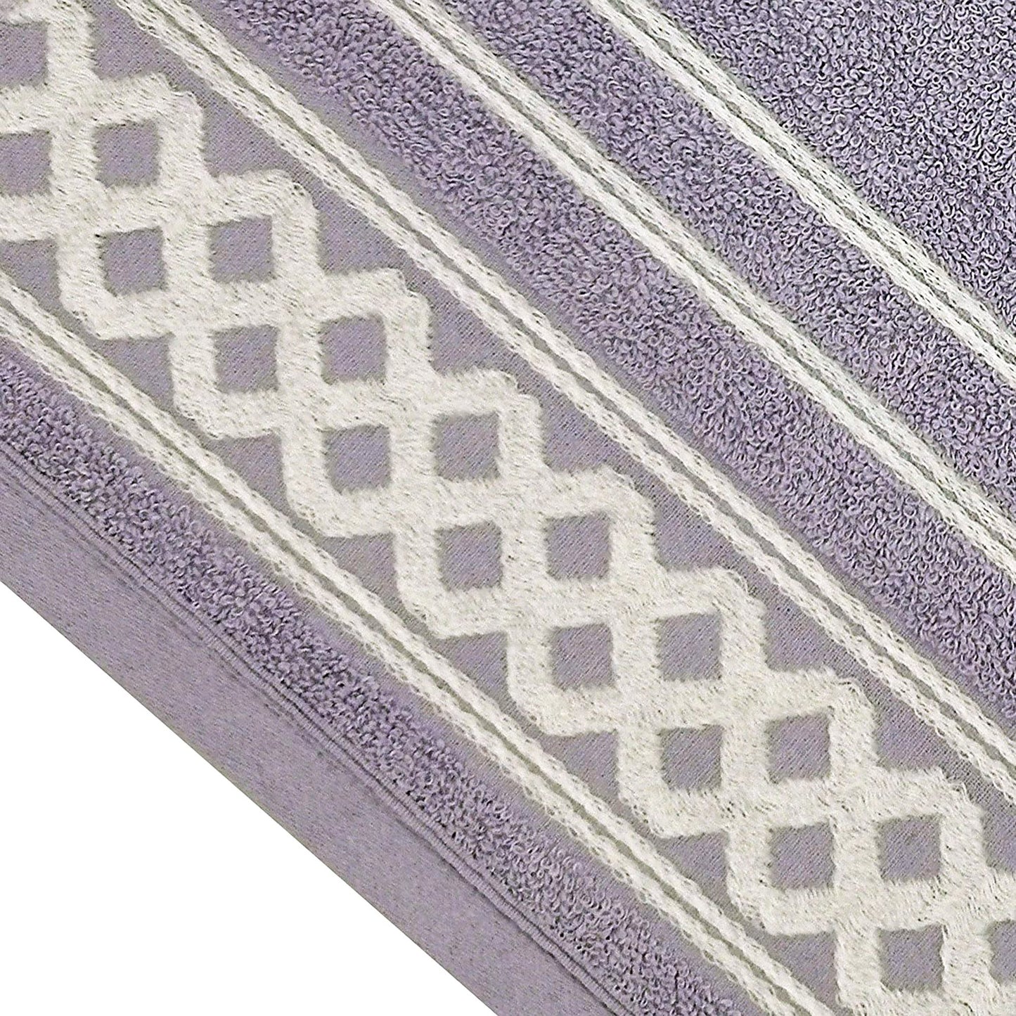 Juego De 3 Toallas De Baño De Algodón De Rizo 450 Gr/m2, De 50x30; 100x50; 150x100 Cm, Color Lila De La Colección Diamante_4