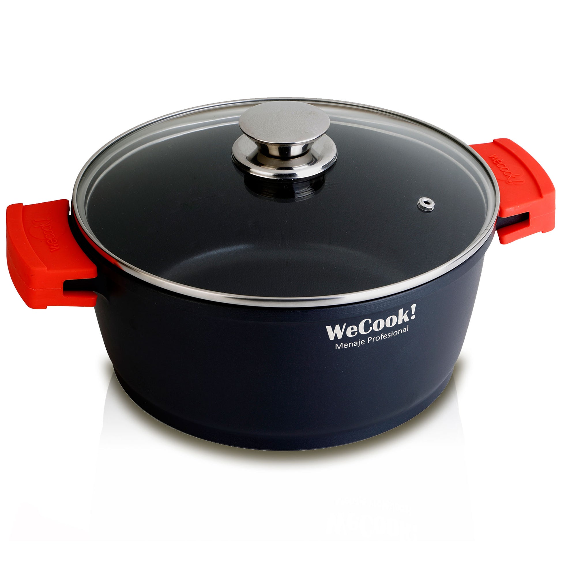 Batería Cocina Inducción 5 Piezas, Aluminio Sin Pfoa, Set Cazuelas+tapa, Asas Silicona, Espesor 5mm Wecook Ecostone, Negro_1
