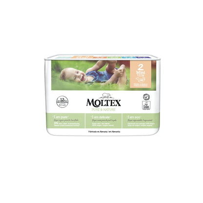 Fraldas T2 (3-6 kg) Moltex Pure &amp; Nature, 36 unidades