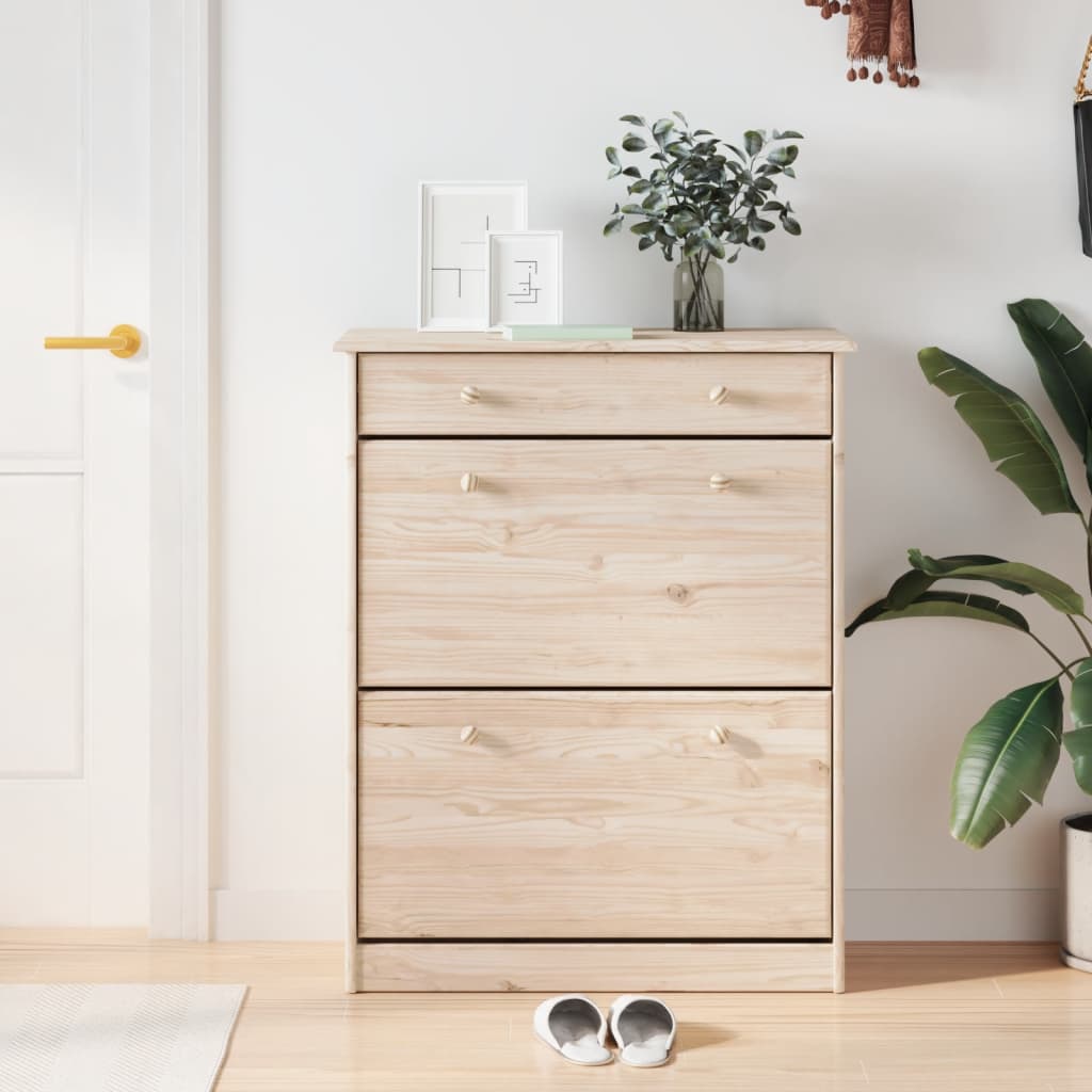 Mueble Zapatero Alta Madera Maciza De Pino 77x35x96 Cm / Vetonek_5