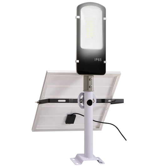 Outsunny Luz Solar Exterior Con 78 Led Ip65 Impermeable 70x36x22 Cm Plata_0
