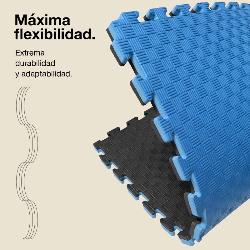 Tatami Puzzle 2,5cm 100x100cm – Superficie 5 Líneas Negro/azul Jowy_5