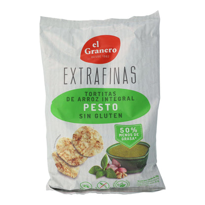 Bolinhos Extra Finos de Arroz Integral e Pesto Sem Glúten El Granero 60 g