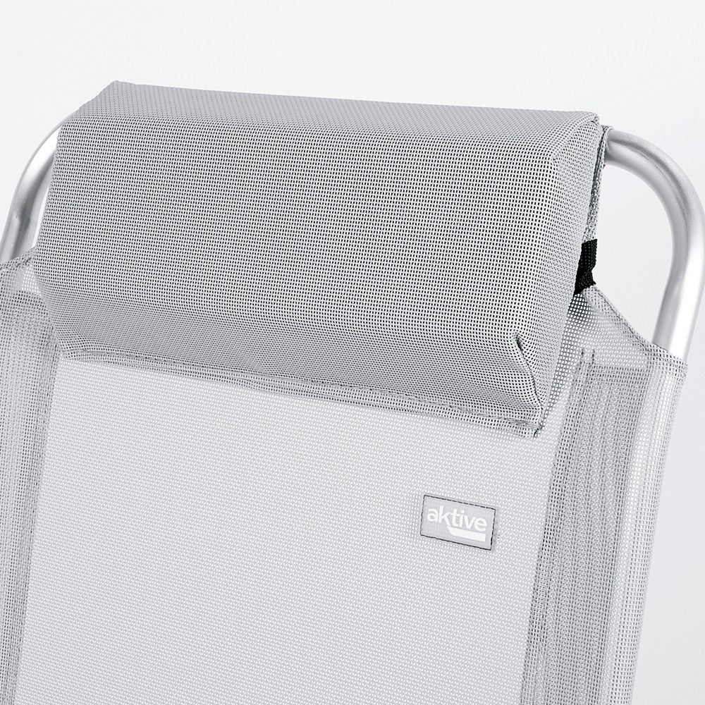Silla Plegable Camping Antivuelco Y Multiposición Gris C/cojín Aktive_4