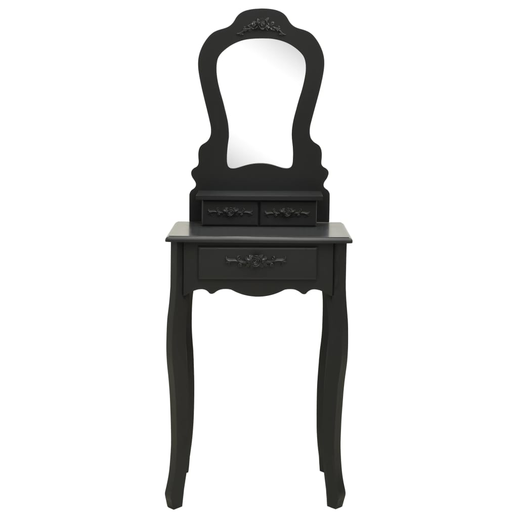 Juego De Tocador Y Taburete Madera Paulownia Negro 50x59x136 Cm_2