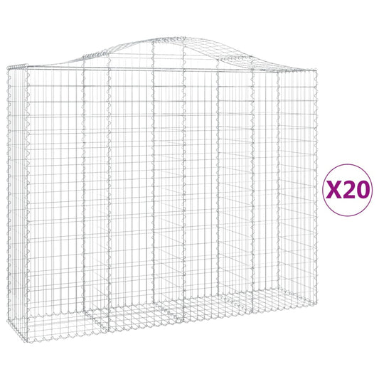 Cestas Gaviones 20 Uds Forma De Arco Hierro 200x50x160/180 Cm_0