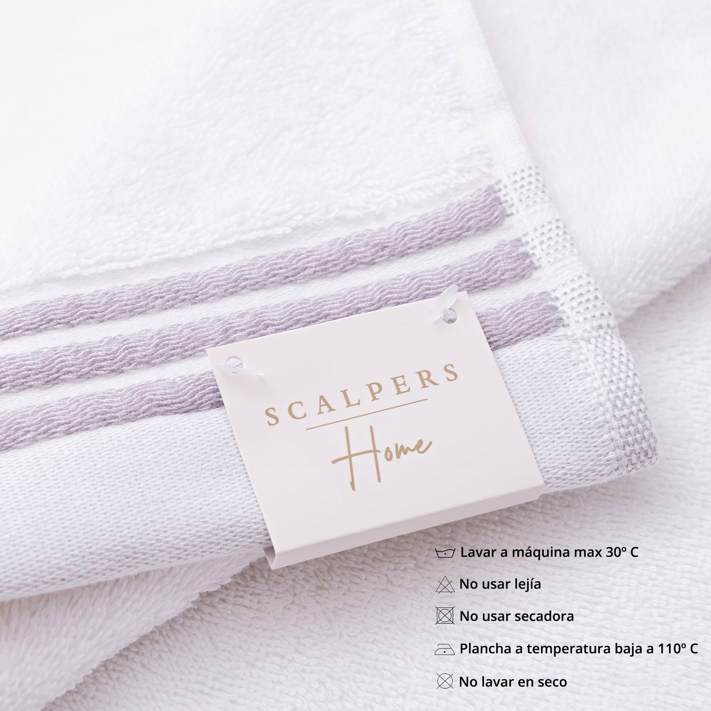 Toalla De Baño 90x150cm 100% Algodón 550gsm Blanco Con Rayas Scalpers Home_3