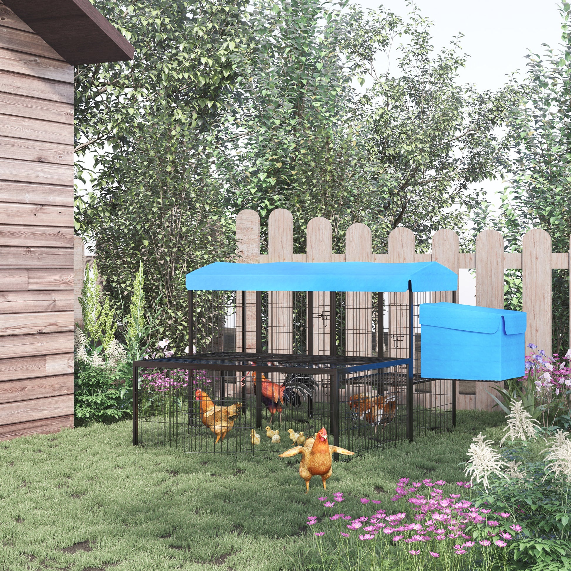 Pawhut Gallinero Para Exterior Para Gallinas Acero Con Toldo Corral Independiente_1