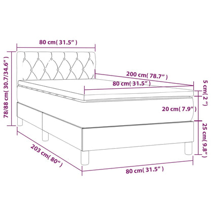 Cama Box Spring Colchón Y Luces Led Gris Taupe 80x200 Cm / Vetonek_1