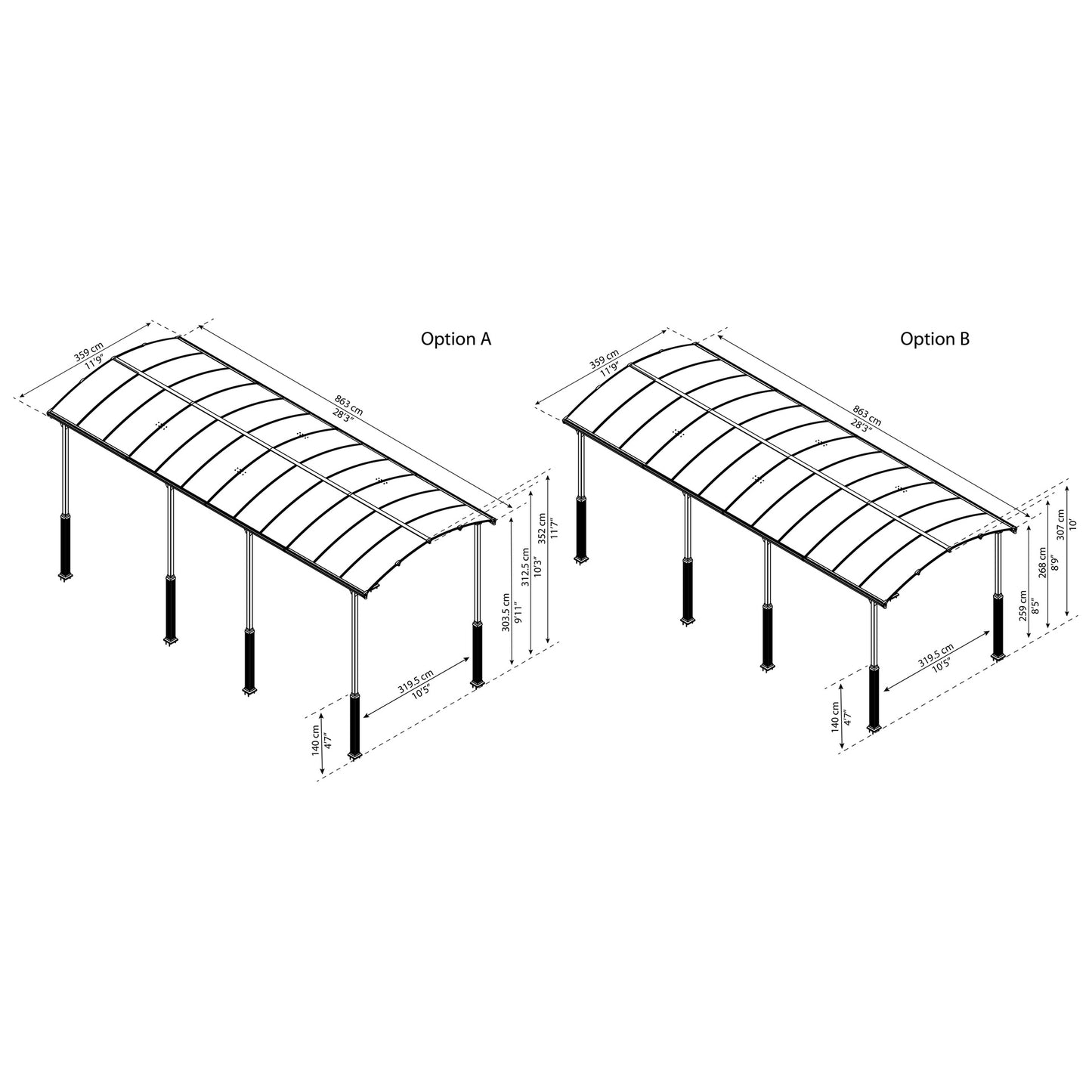 Garagem coberta Alpine 863x360 cm Canopia da Palram 