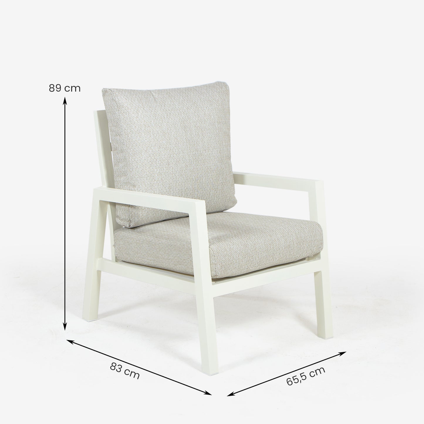 Conjunto De Sofás Para Jardín, Sofá 3 Plazas, Aluminio, Color Blanco Envejecido, Mesa:120x60x45cm Sillón:83x65,5x89 Cm Sofá:180x83x89 Cm Alto_1