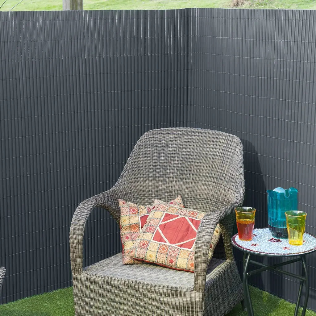 Nature Valla Ocultación Jardín Doble Cara Pvc Gris Antracita 1,5x3 M / Vetonek_0