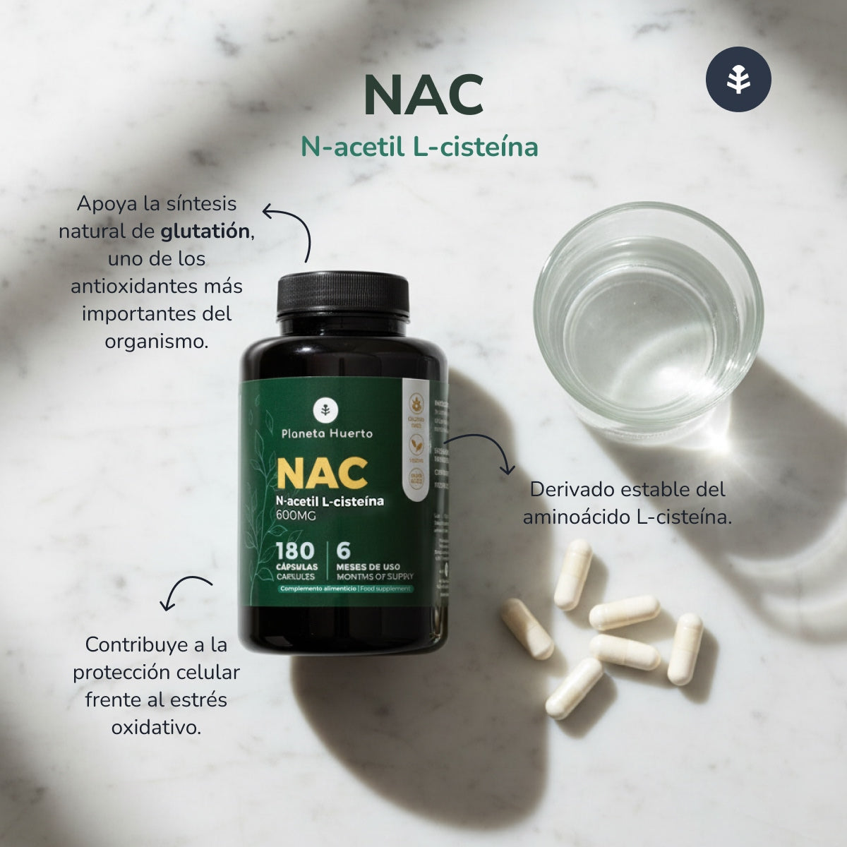 NAC 600 mg Planeta Huerto 180 cápsulas