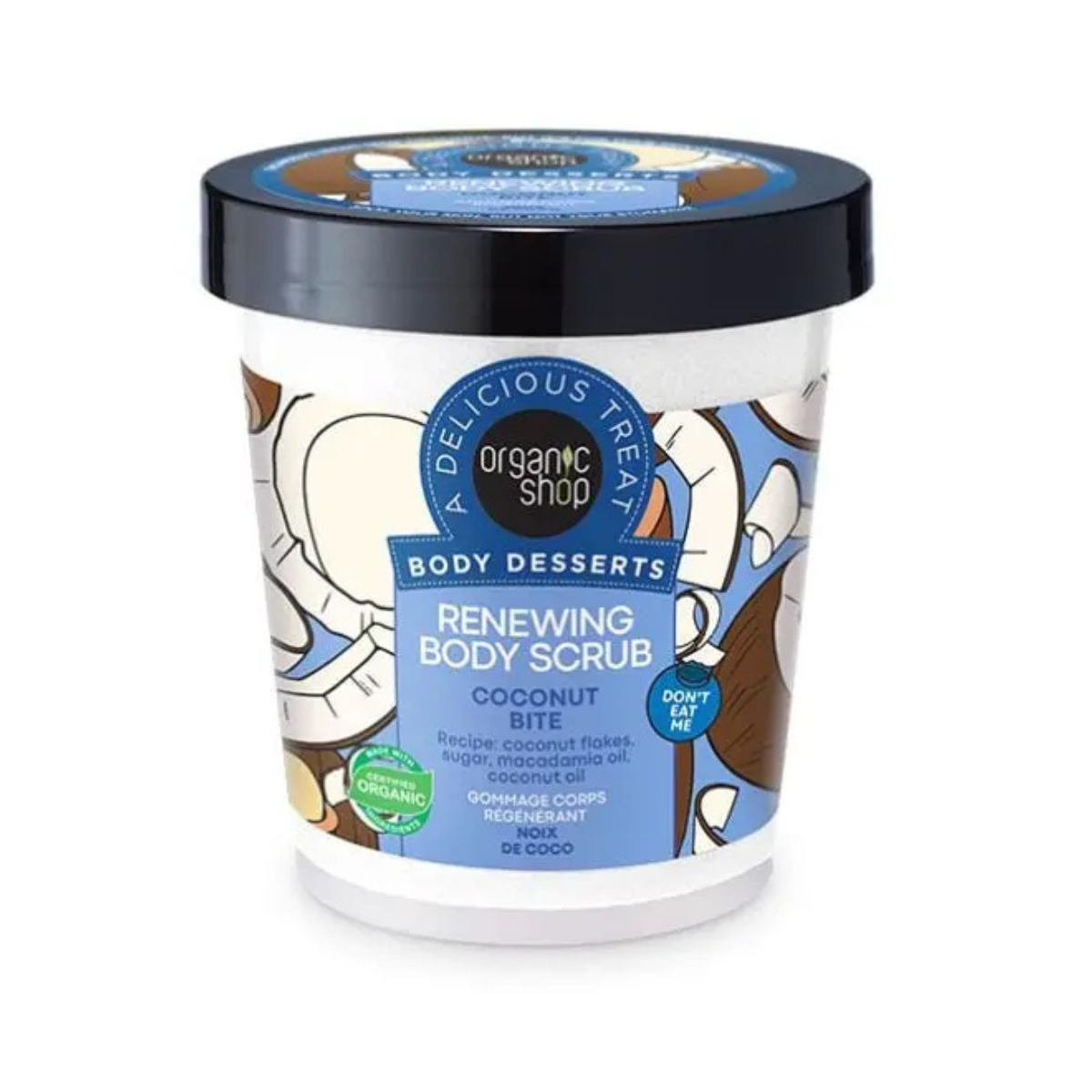 Esfoliante corporal renovador de coco da Organic Shop 450 ml
