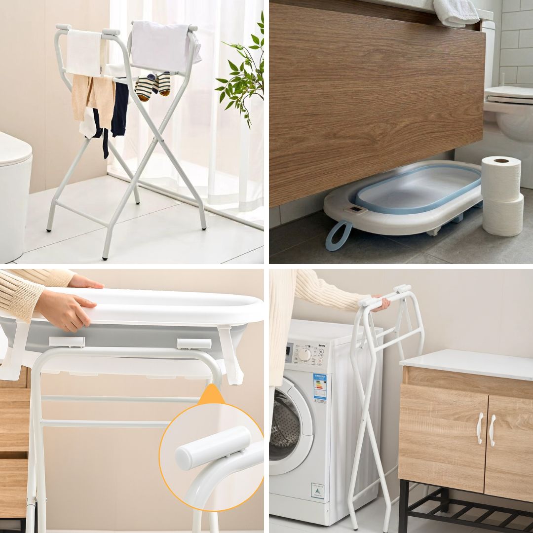 Bathby | Bañera Bebé Azul Con Cojín, Termómetro Y Soporte Plegable | Ligera, Segura Y Compacta Para Recién Nacidos_4