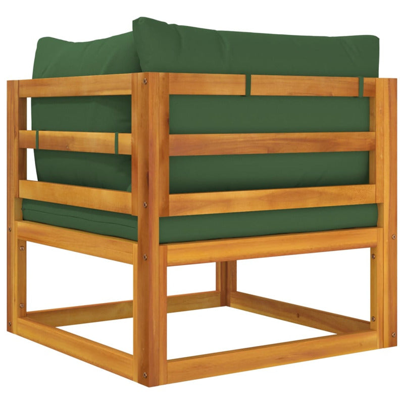 Vidaxl Sofá Esquinero Modular Madera Maciza Acacia Con Cojines Verde_5