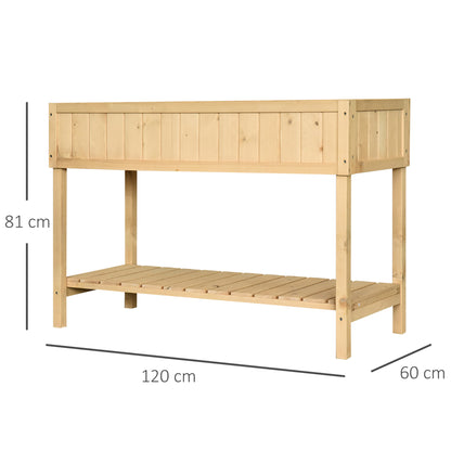 Outsunny Huerto Urbano Elevada De Madera Con Estante 120x60x81 Cm Natural_2