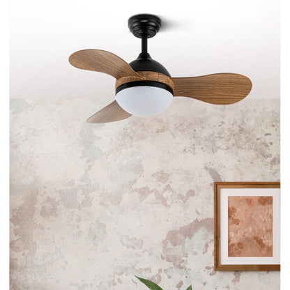 Ventilador Dc Solido 24w Negro 3aspas Madera 91d 2640lm 3000k,4000k,6500k Remoto+memoria+temporizador_1