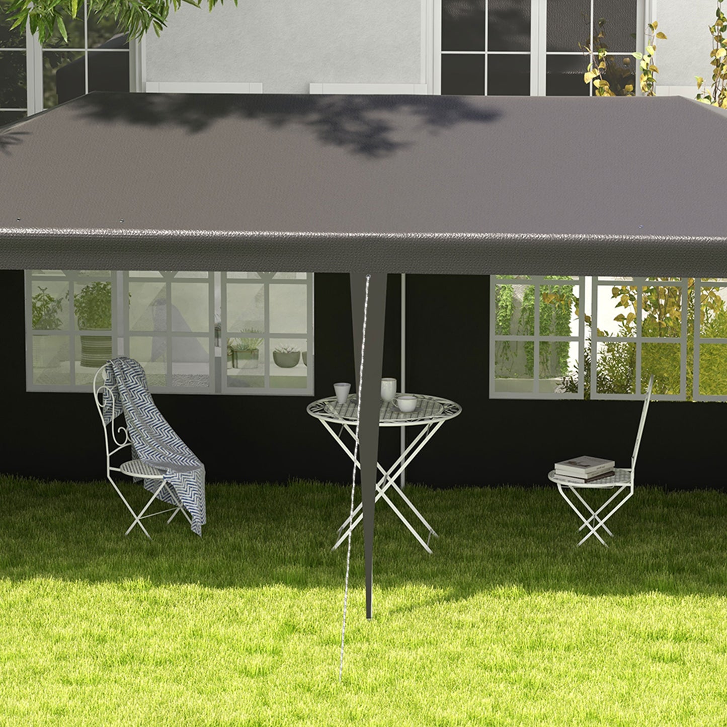 Outsunny Carpa De Jardín 6x3m Con 4 Paredes Laterales 2 Ventanas Visibles Gris_3