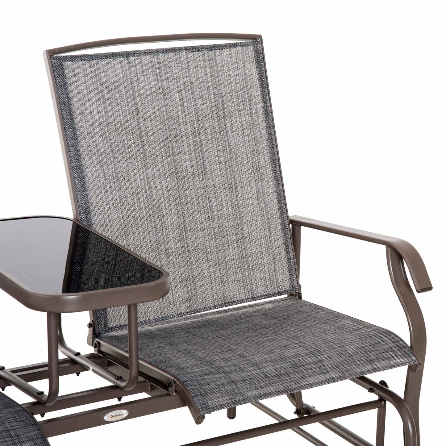 Outsunny Mecedora De 2 Plazas Silla Basculante De Metal Texteline Para Jardín_3