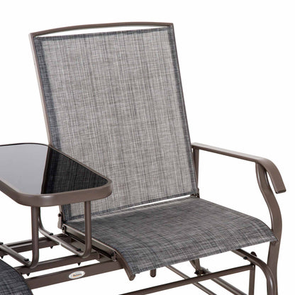 Outsunny Mecedora De 2 Plazas Silla Basculante De Metal Texteline Para Jardín_3