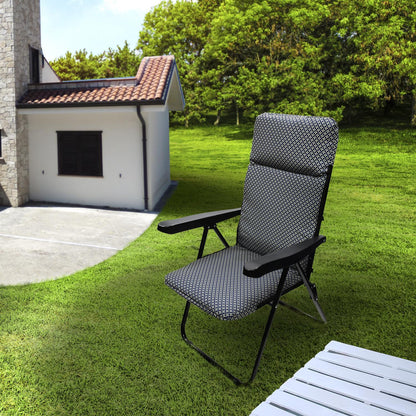 Silla Playa Acolchada, Estructura Acero Reclinable 5 Posiciones, Silla Multiposición, Silla Con Reposabrazos_3